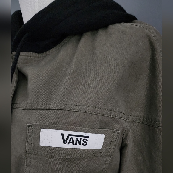 VANS Crowd Surf Cropped Hooded Woven Women Jacket Military Black Green Size Smal - Picture 6 of 7